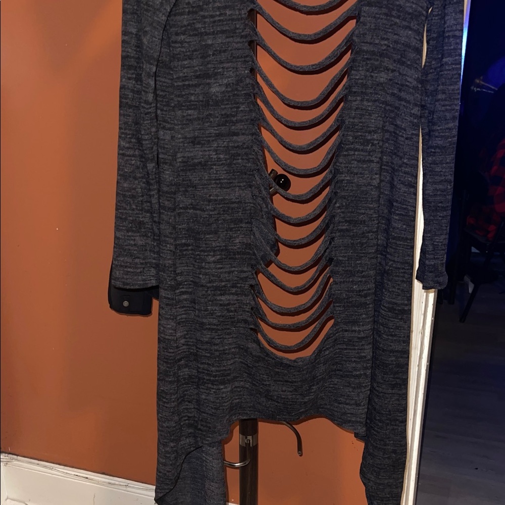 Charcoal Open-Back long Cardigan NWOT - Picture 3 of 5